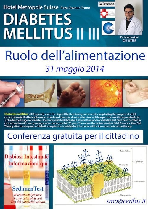 Como: Incontro sul Diabete di tipo II e III 1 Diabetes poster